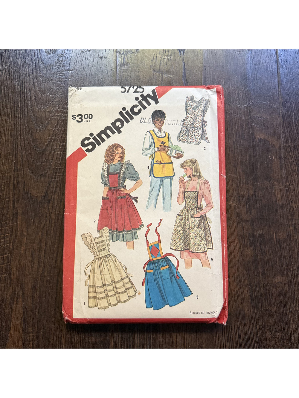 Vintage 1982 Simplicity 5725 Sewing Pattern Pinafore Aprons Cottagecore One Size